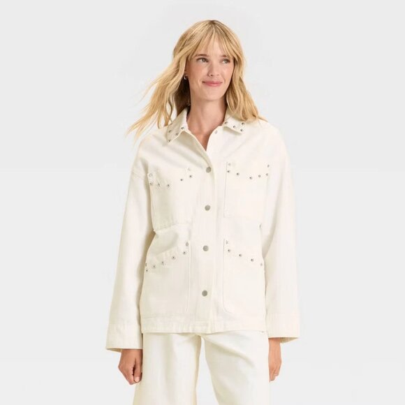 Women's Studded Chore Denim Jacket - Universal Thread - Picture 1 of 5
